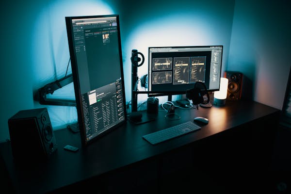 Arbeitsplatz mit Windows-Rechner